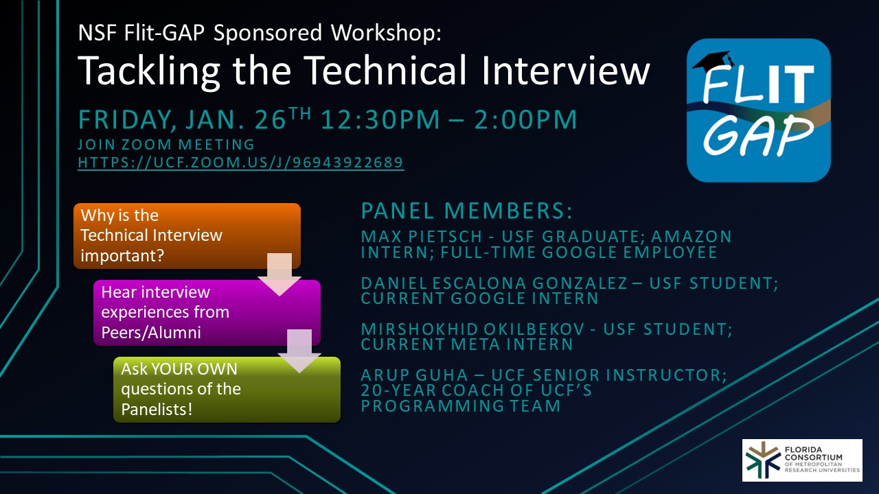 Flyer for "Tackling the Technical Interview" event.